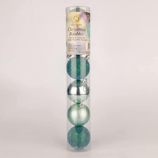 5cm Shatterproof Turquoise Christmas Baubles in 12 or 24 Pack Sizes for Festive Styling image 4