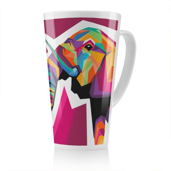 Benjamin Tate Design Colorful illustration of Elephant head in WPAP style Designer Latte Mug