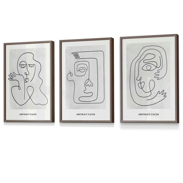 Picasso Style Grey Abstract Faces Framed Wall Art Prints | Artze Wall Art UK