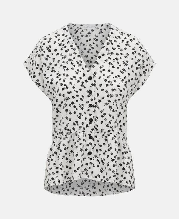BUTTON THROUGH TOP WHITE FLORAL FRONT