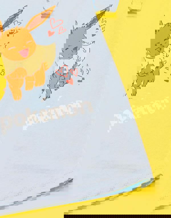 Pokemon Girls Blue Pickache & Eeevee Short Sleeved T-Shirt