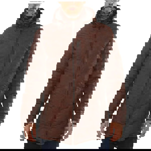 Leather Company Men's Leather Puffer Jacket Hooded Quilted Winter Coat