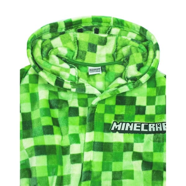 Minecraft Boys Creeper Pixel Dressing Gown - Green