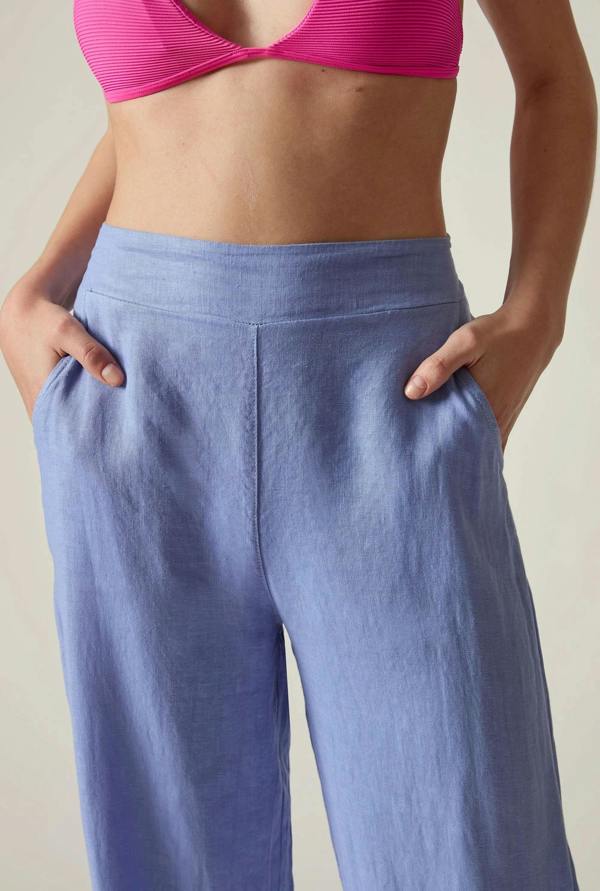 James Lakeland Relaxed Blue Linen Trousers