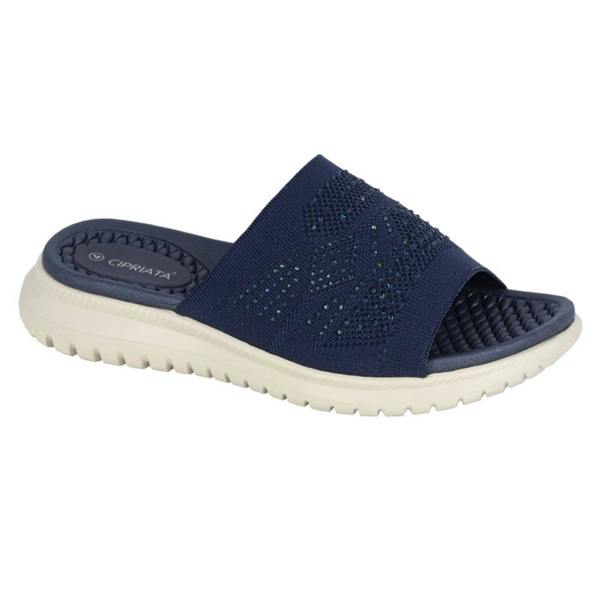 Cipriata Womens/Ladies Eliana Diamante Sliders - Navy Blue - 