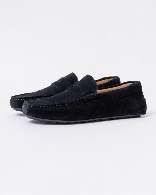 BOSS Orange Noel Mens Suede Driving Moccasins - Dark Blue 401
