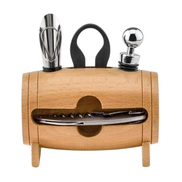 MidOcean Bota Wooden Wine Set (Pack of 4) - Wood/Metal - 