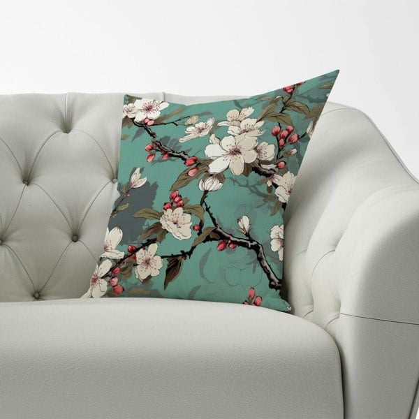 Warren Reed Pink Blossom Asian Design Cushions