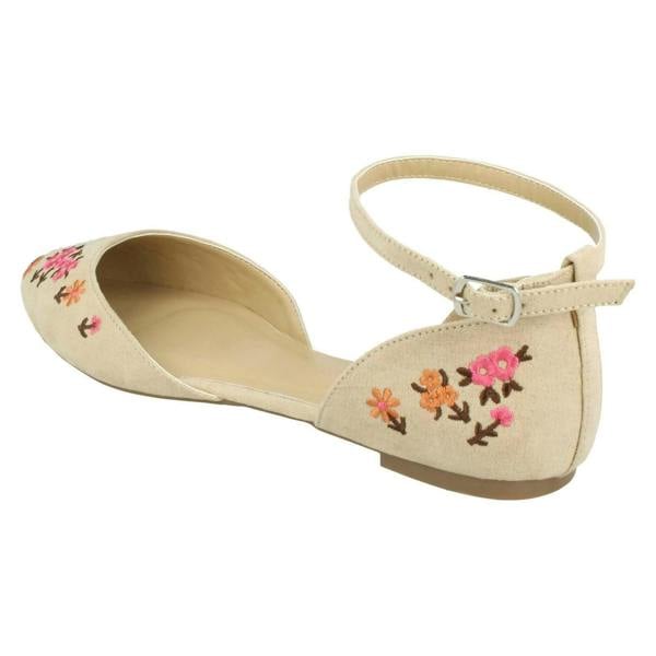 Spot On Ladies Spot On Ankle Strap Ballerinas