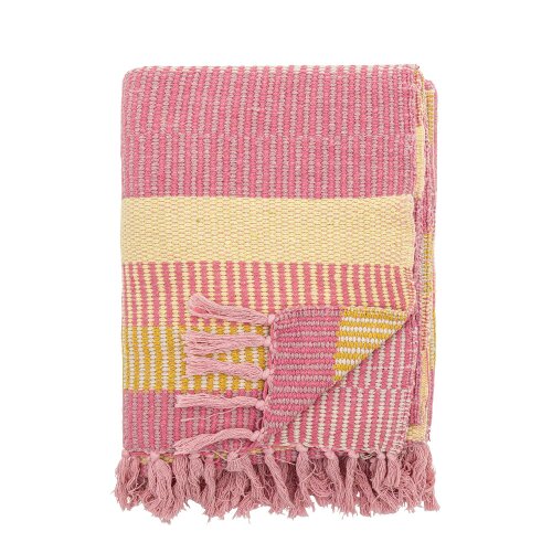 Love Frankie Textured Recycled Cotton Throw Blanket in Rose & Lemon