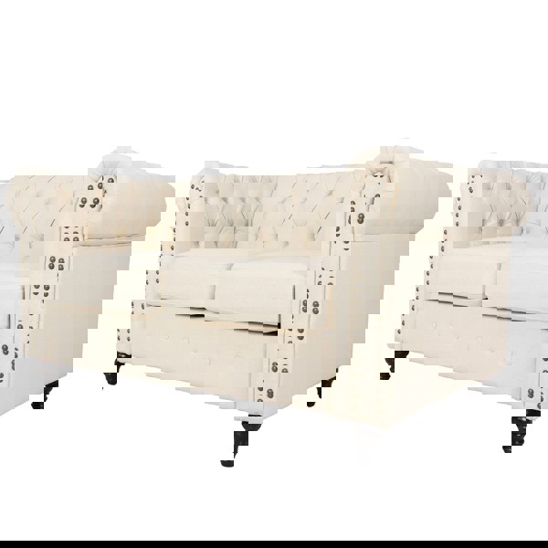 Furniture One Retro Tub Chair, Fabric Armchair, Loveseat Upholstered Chair Set with Nail Decor for Bedroom, Living Room, Office