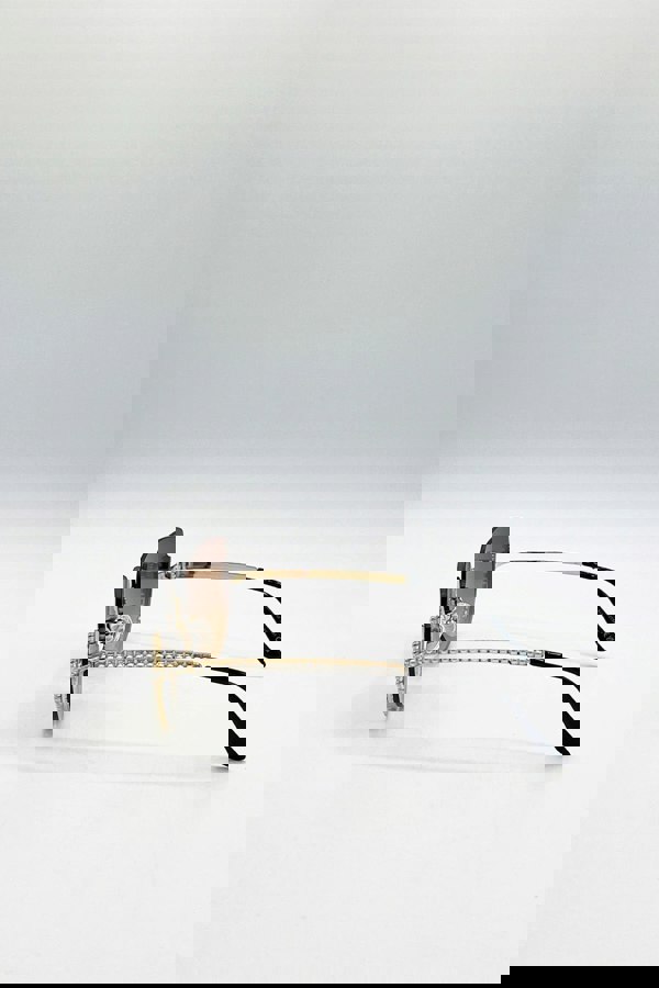 SVNX Upper Rimless Pearl Sunglasses in Gold Brown