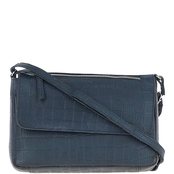 Ashwood Valentina Flap Over Croc Print Real Leather Shoulder Bag: MC5