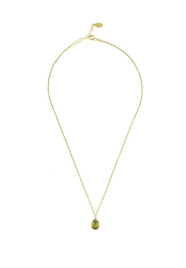 Pisa Mini Teardrop Necklace Gold Peridot - LATELITA Necklaces