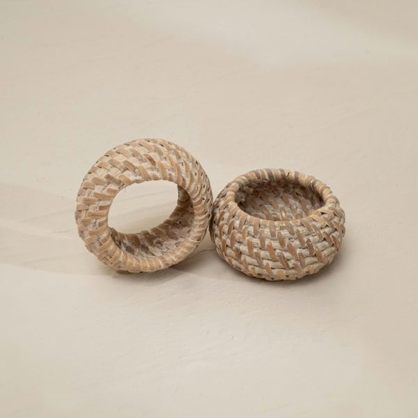 Coastal villa Homeware Round Wicker Napkin Rings In Four Colours