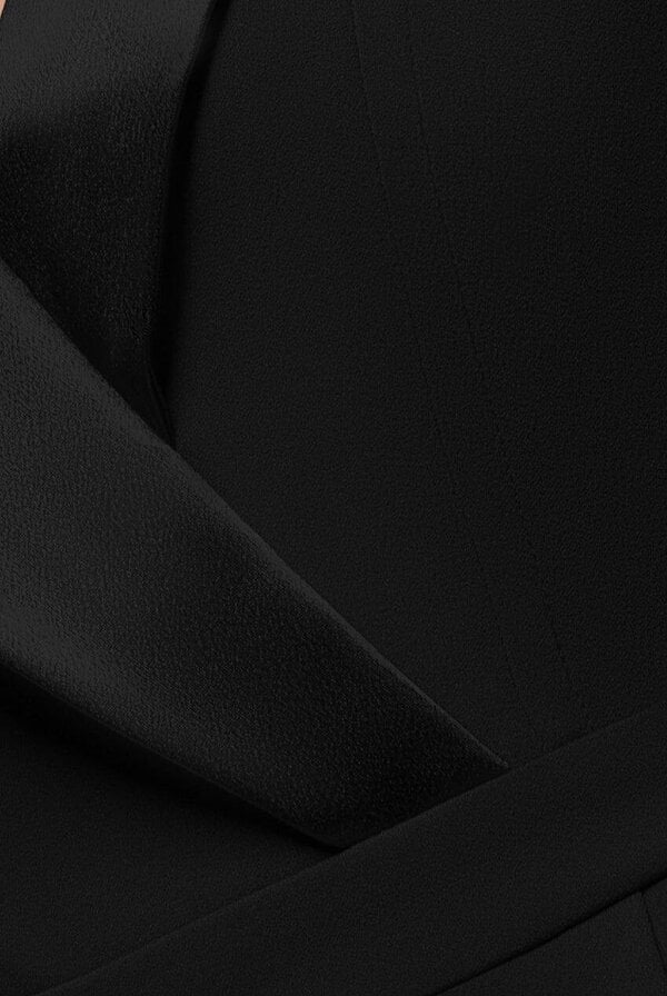 Goddiva Satin Collar Scuba Jumpsuit - Black by Goddiva