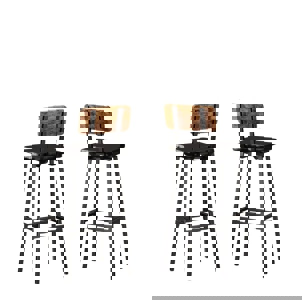 Modcraft Set of 2 Industrial PU Upholstered Bar Stools – Breakfast Bar Chairs with Backrest