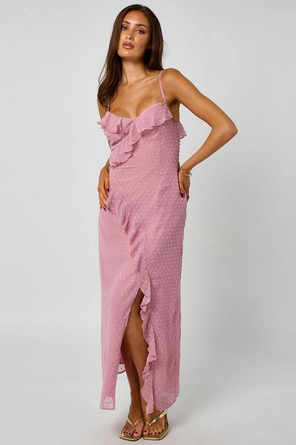 Urban Bliss Dobby Maxi Dress with Ruffles
