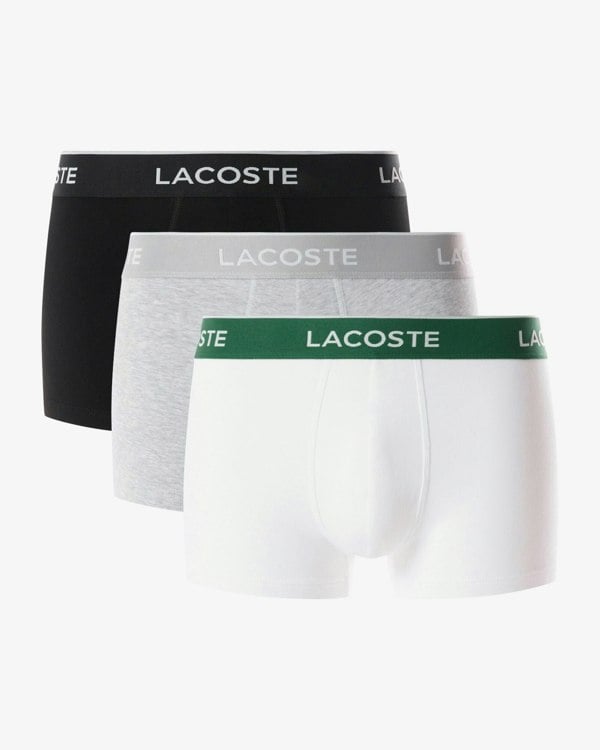 Lacoste 3-Pack of Mens Trunks - Black/White-Silver Chine NUA