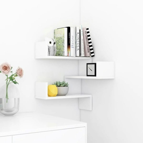 Berkfield Wall Corner Shelf White 40x40x50 cm Engineered Wood