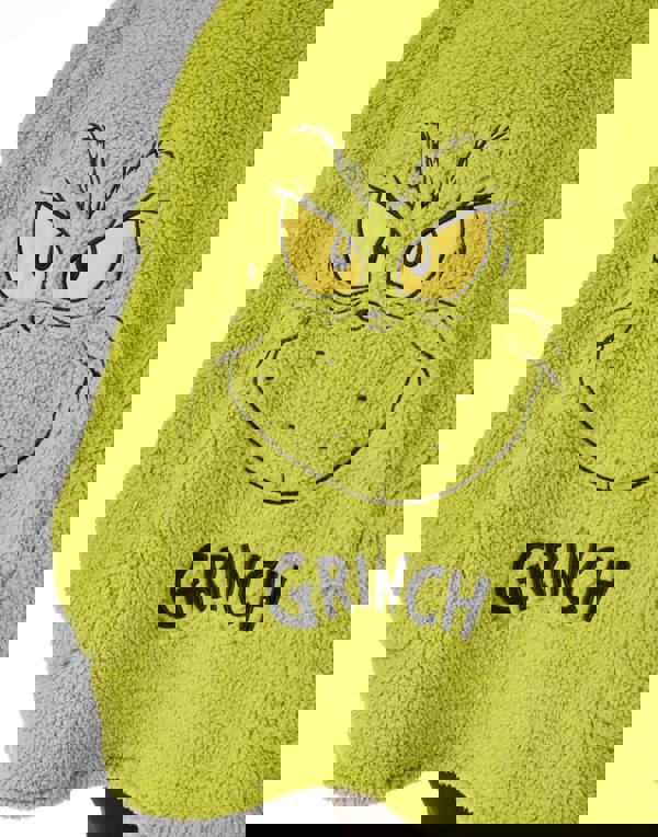 The Grinch Mens Green Novelty Face Blanket Hoodie (One Size)