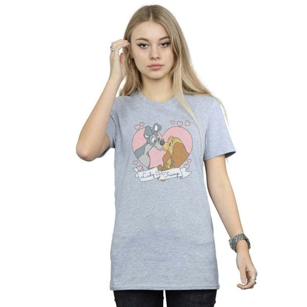 Disney Womens/Ladies Lady And The Tramp Love Cotton Boyfriend T-Shirt - Sports Grey