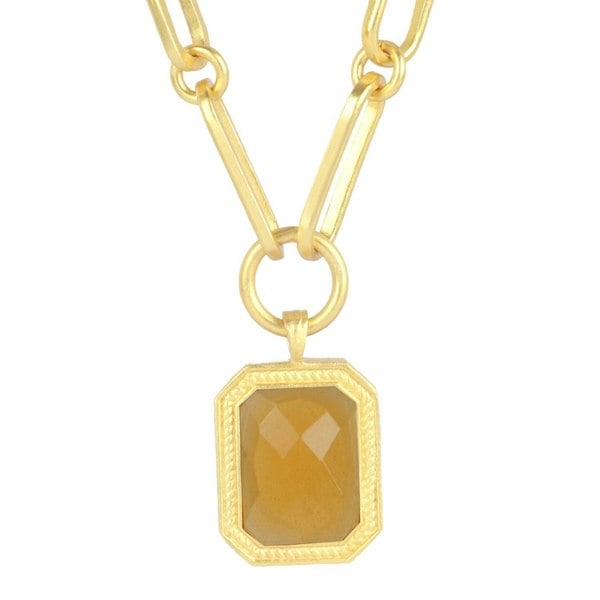 Lila Rasa Paperclip Chain Rectangular Citrine Crystal Necklace