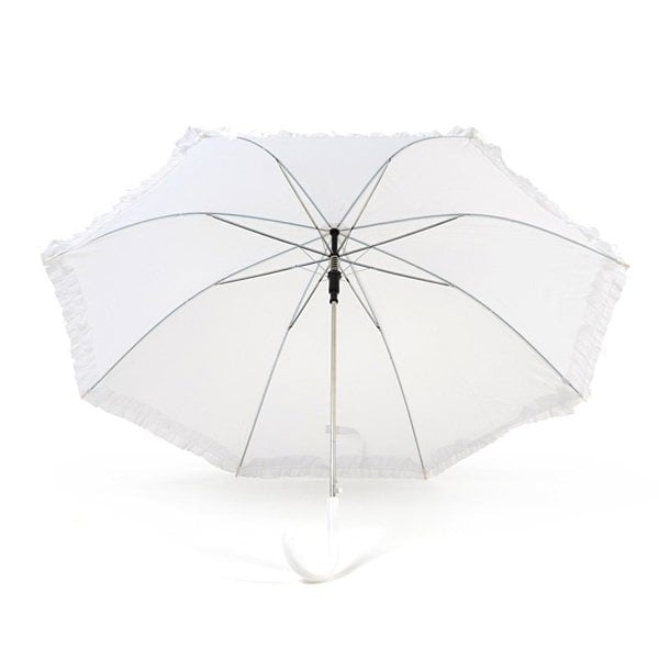 Budget White Wedding Umbrella with Frill Under Canopy