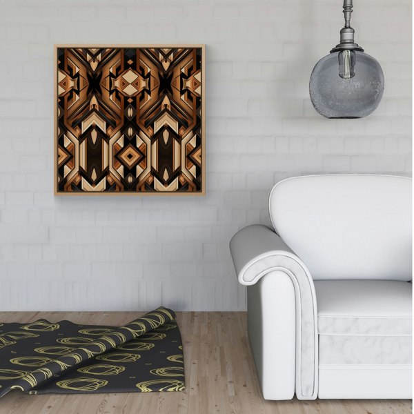 Warren Reed Black And Brown Intricate Pattern Framed Canvas