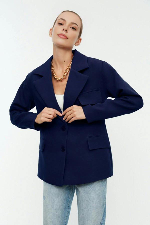 WOVCOR Oversize Lined Woven Blazer Jacket