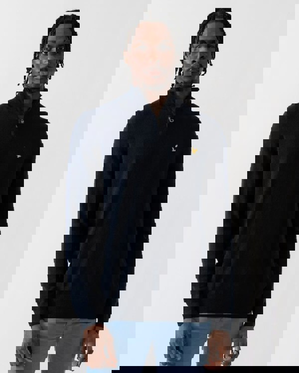 Lyle & Scott Cotton Merino Mens Quarter Zip Jumper - Z271 Dark Navy