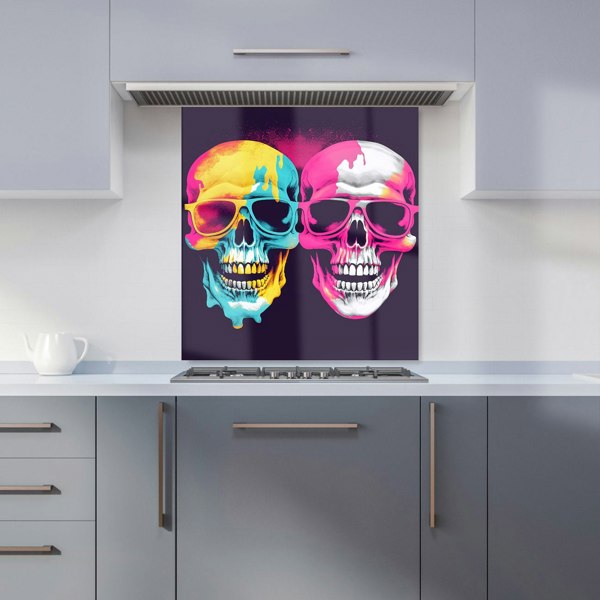 Warren Reed - Designer Pinks And Blue Happy Skeletons Kitchen Splashback