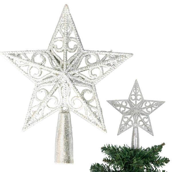14.5cm Glitter Star Christmas Tree Topper in Red, Gold, Silver, Blue, Rose Gold, Ice Blue, Dark Green and White image 1