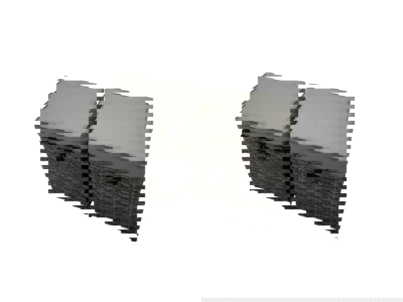 Fimous 13 Seater Garden Outdoor Rattan Furniture Set Rattan Sofa Oblong Dining Table with 4 Footstools Dark Grey