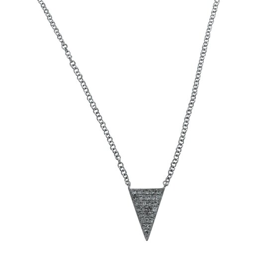Reeves & Reeves Stunning 14K Solid Gold and Diamond Triangle Design Necklace