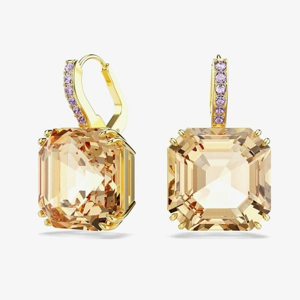 Swarovski Millenia Gold Tone Plated Caramel Crystal Drop Earrings 5725744