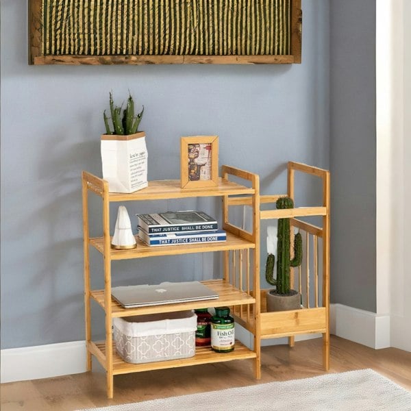 Rafaelo Mobilia Bamboo 4 Tier Shoe Rack With Umbrella Holder