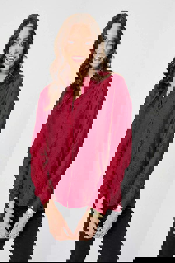 Burgundy | Long Sleeve Button Front Shirt 