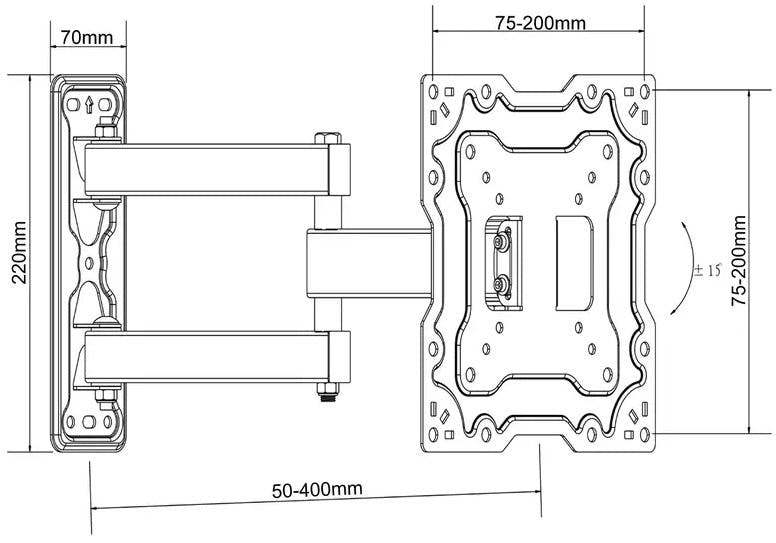 Intec Brackets Swivel and Tilt TV Wall Bracket for Screens up to 43 Inch, 378mm Reach, VESA 200 x 200