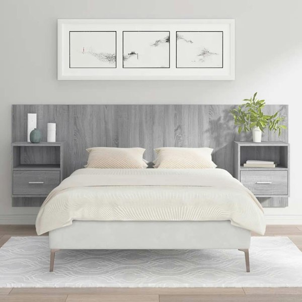 Berkfield Bed Headboard with Cabinets Grey Sonoma Engineered Wood