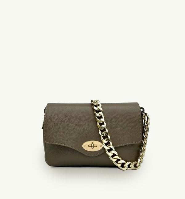 Apatchy London The Maddie Midi Leather Handbag - Mushroom