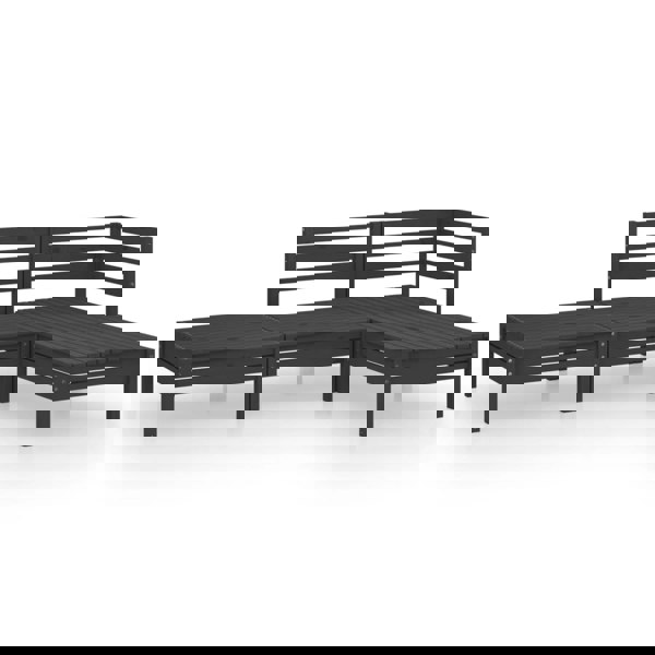 Berkfield 4 Piece Garden Lounge Set Black Solid Pinewood