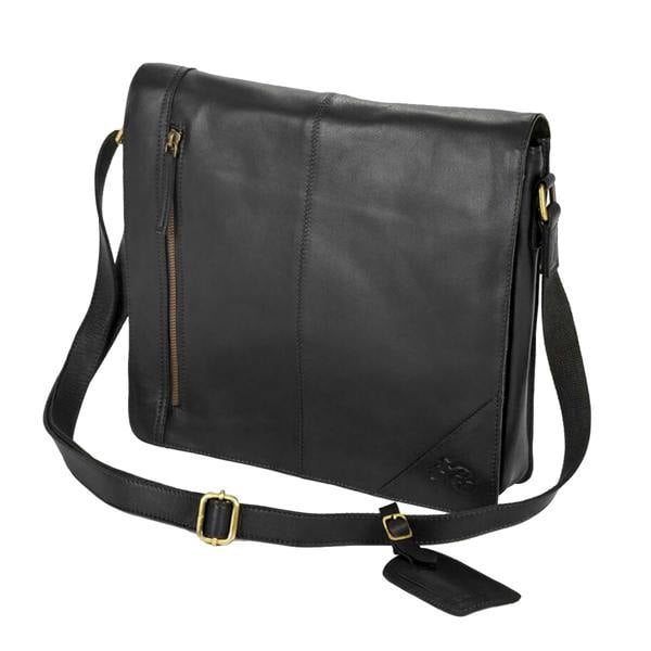 Eastern Counties Leather Wide Messenger Bag - Black