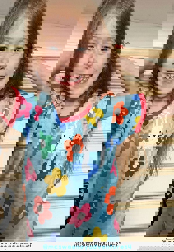 Organic Rainbow Bloom Bunny Pocket Applique Short Sleeved T-Shirt - Toby Tiger