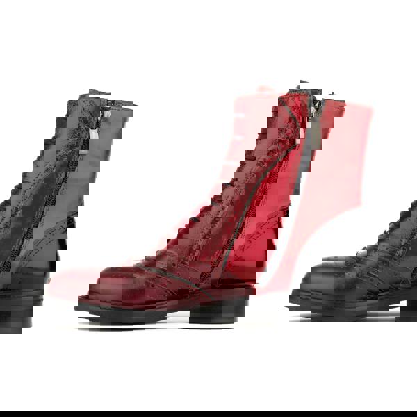 Embassy London Brick Lane Boots - Claret - Women's dark red leather oxford boot with brogue styling