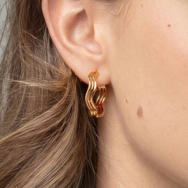 Uchi & Soto Nami Gold Wave Earrings