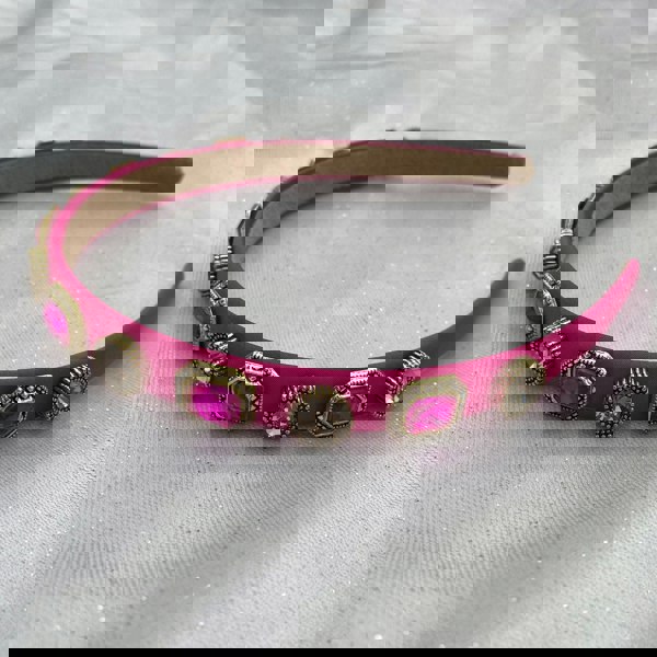 pink headband hot pink gold party hair band