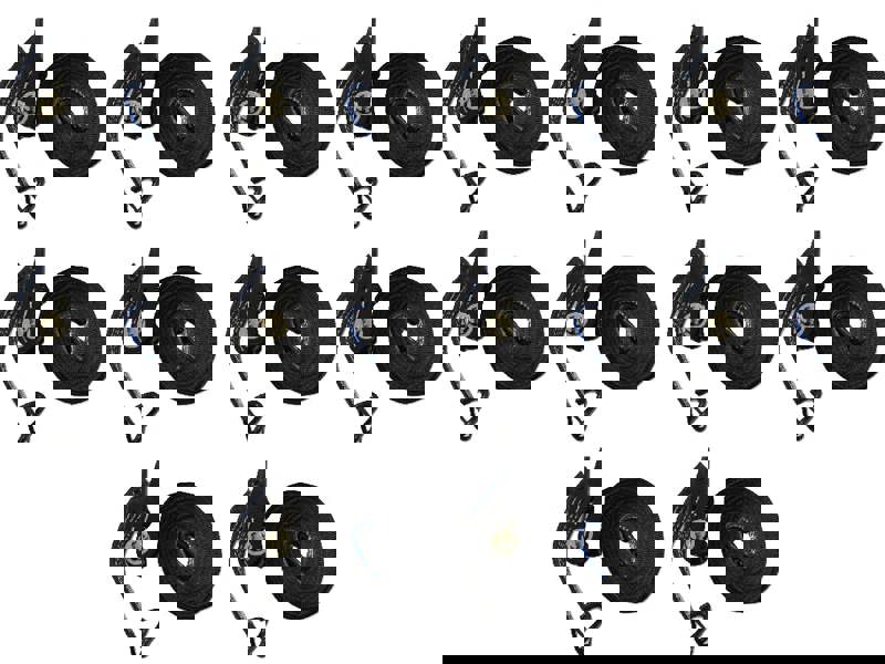 25MM Black Ratchet Straps 10M with J Hook x10 - 0.8 Ton Tie Down Trailer Cargo Truck