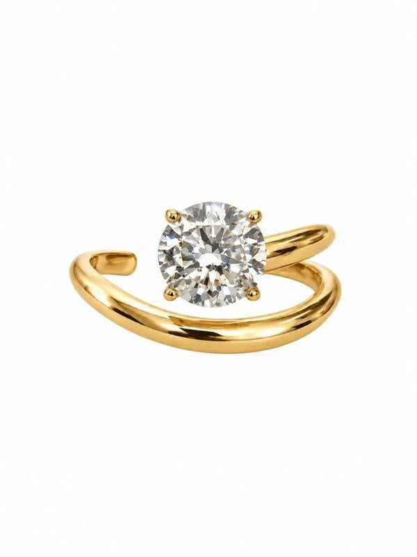 Luxe Tones Lucienne Luxe Gold Plated Crystal Statement Ring