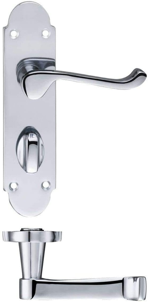 Haven Heritage Bathroom Door Handle Polished Chrome Privacy Version 170mm X 40mm Epsom